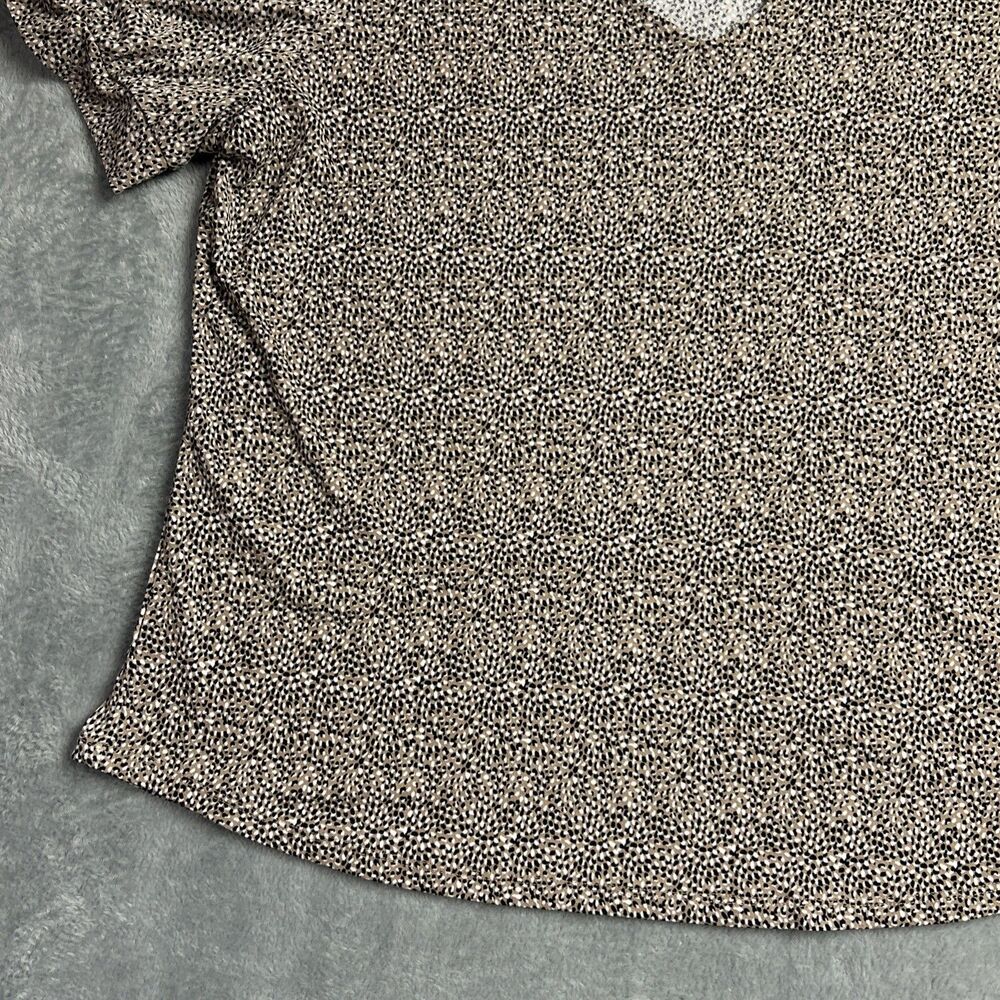 Adrianna Papell Womens Shirt Top Pullover Short Sleeve Blouse Sz. XL Brown - Picture 9 of 15